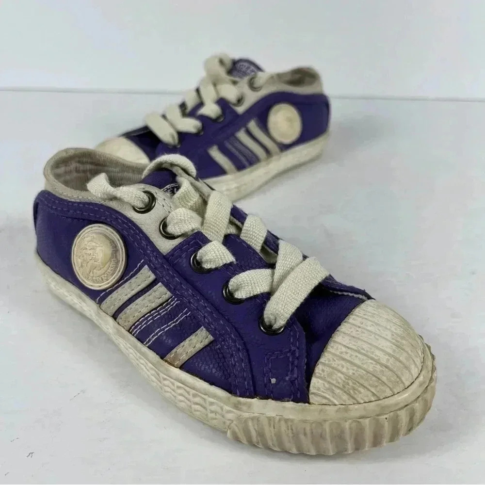 RARE Vintage Diesel Purple Canvas Sneakers Y2K Grunge Aesthetic Child 9